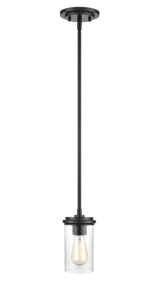 Taos 1-Light Mini-Pendant light Matte Black/Wood Grain