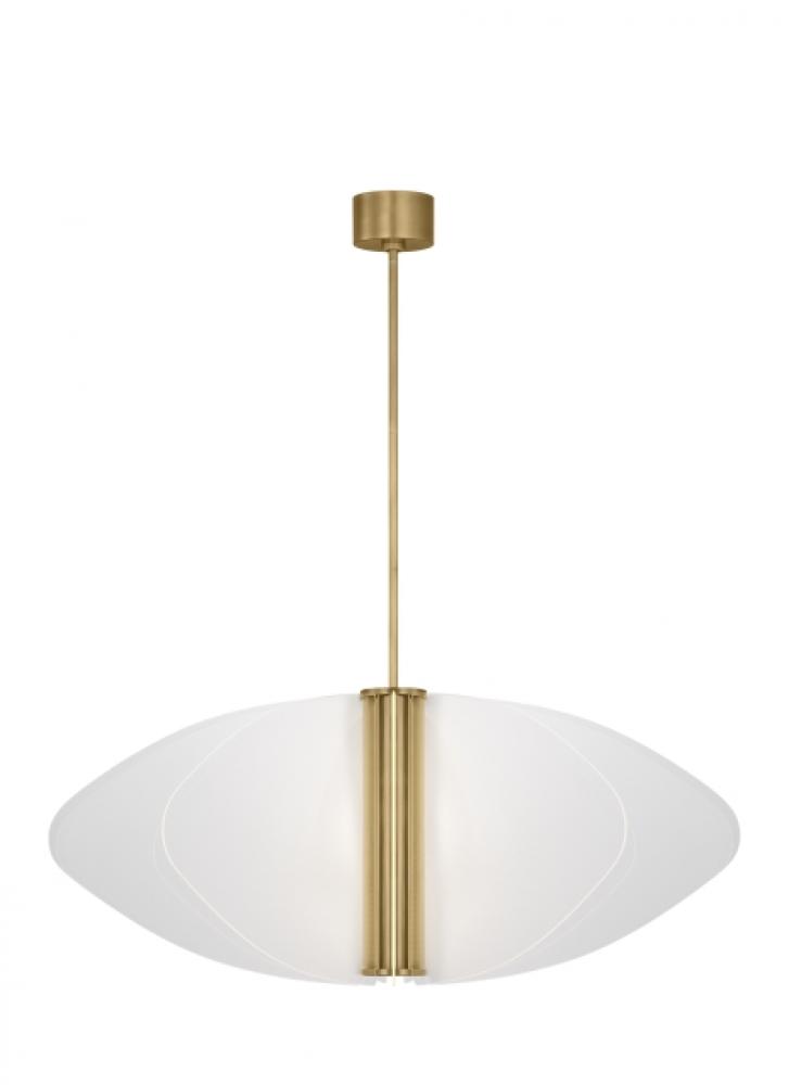 Sean Lavin Nyra 1-light dimmable LED grande pendant with plated brass finish and acrylic shade