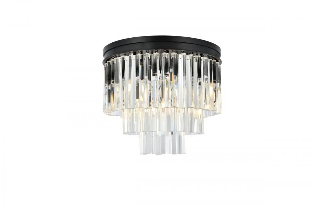 Sydney 9 Light Matte Black Flush Mount Clear Royal Cut Crystal