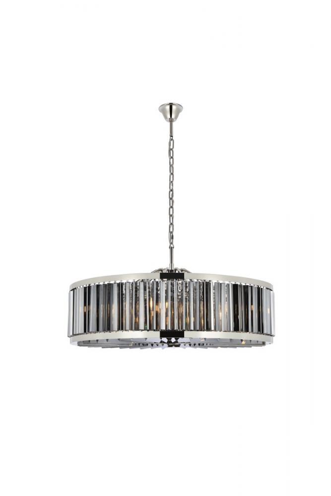 Chelsea 10 Light Polished Nickel Chandelier Silver Shade (Grey) Royal Cut Crystal