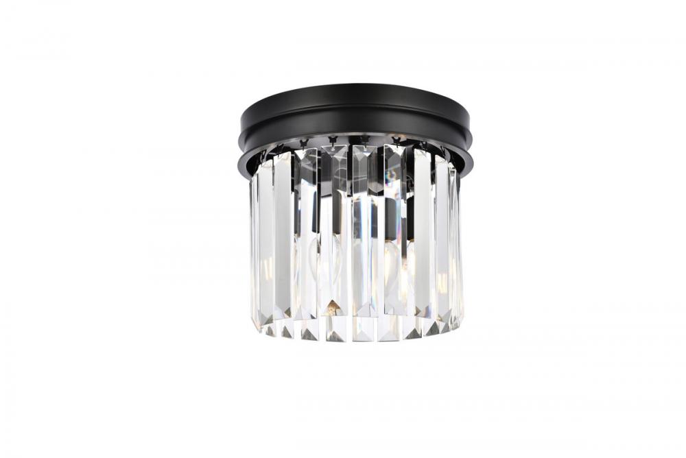 Sydney 3 Light Matte Black Flush Mount Clear Royal Cut Crystal