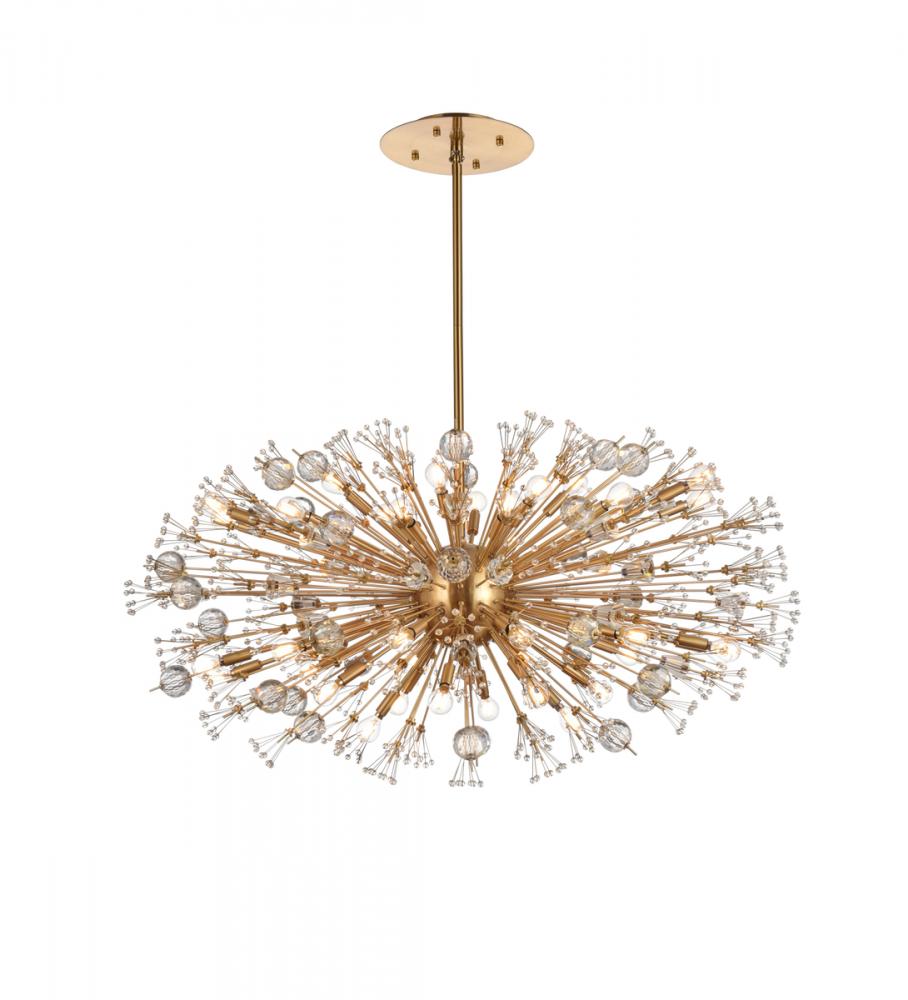 Vera 48 inch crystal starburst oval pendant in gold