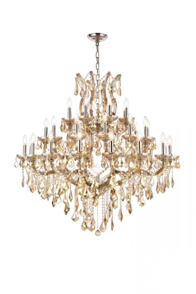 Maria Theresa 37 Light Golden Teak Chandelier Golden Teak (Smoky) Royal Cut Crystal