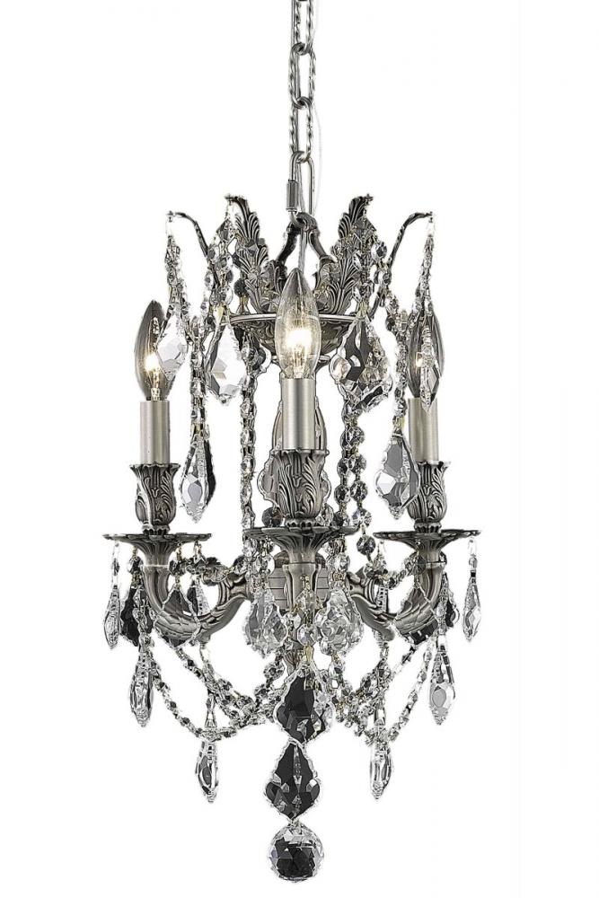 Rosalia 3 Light Pewter Pendant Clear Royal Cut Crystal