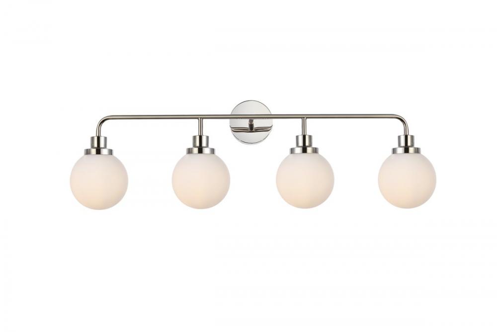 Hanson 4 lights bath sconce in polished nickel with frosted shade