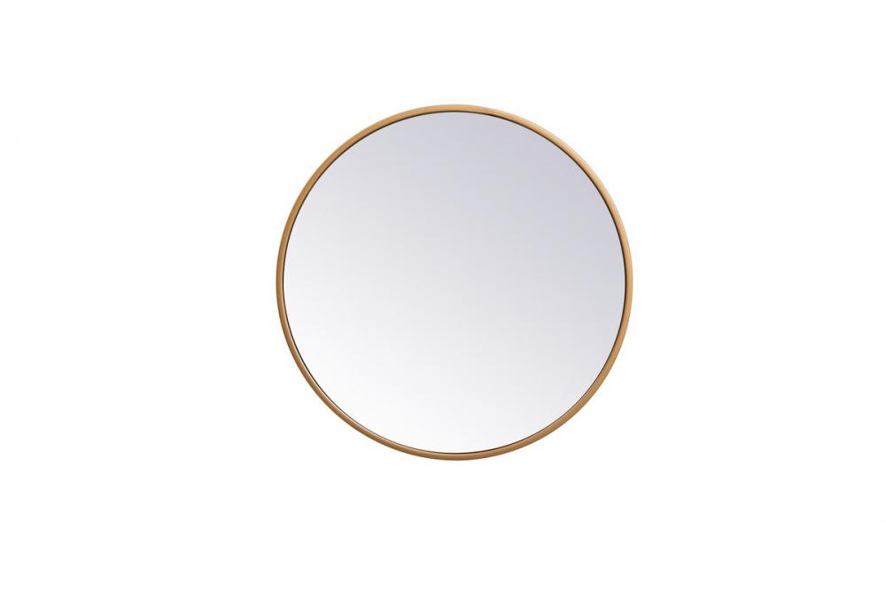 Metal Frame Round Mirror 18 Inch in Brass