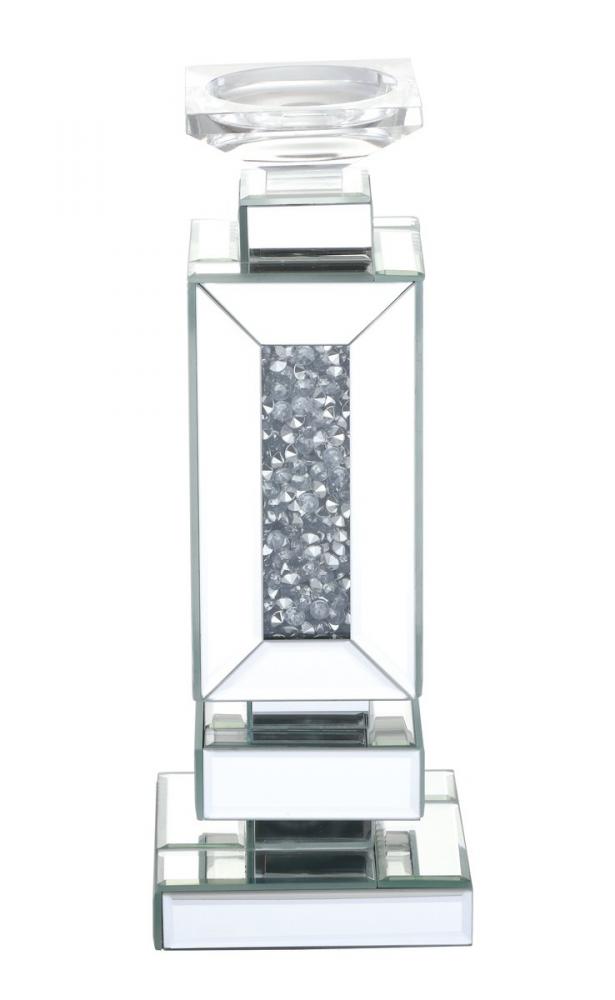 13.5 Inch Tall Crystal Candleholder Silver Royal Cut Crystal