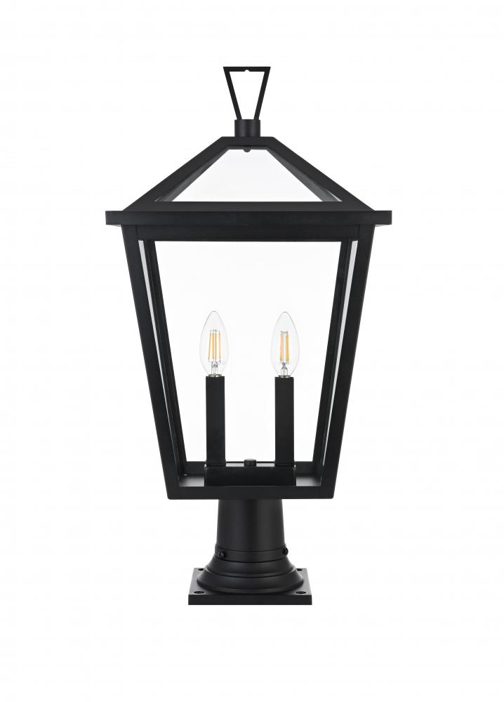 Outdoor Pole Light L12" W12" H24" L2 Black