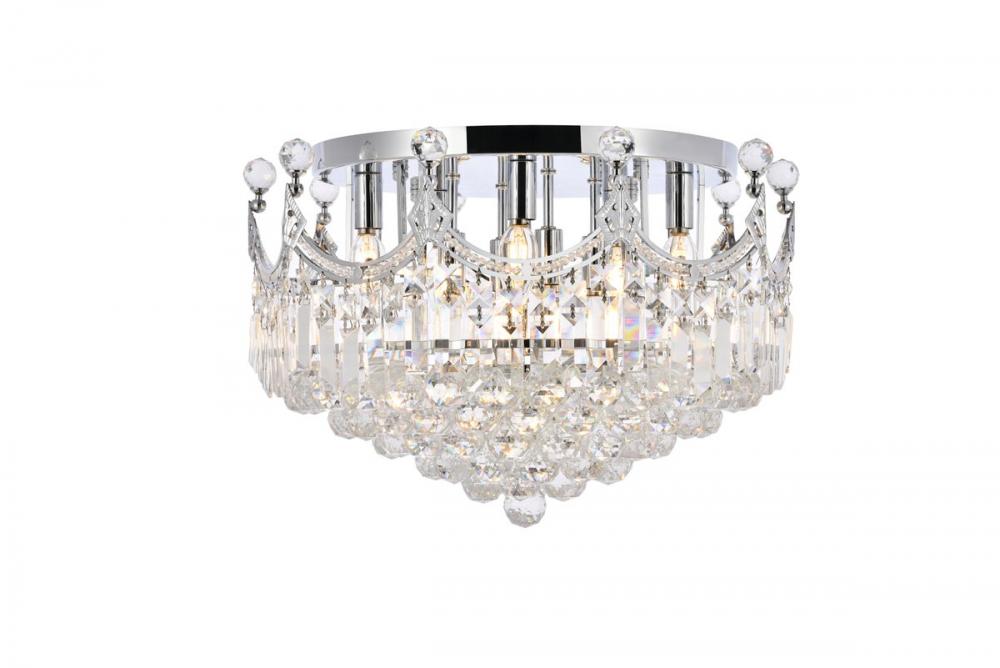 Corona 9 Light Chrome Flush Mount Clear Royal Cut Crystal