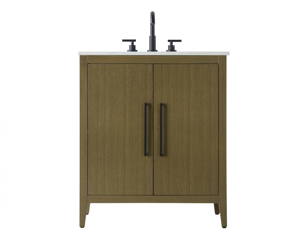 30 inch Single Bathroom Vanity in Chestnut Brown