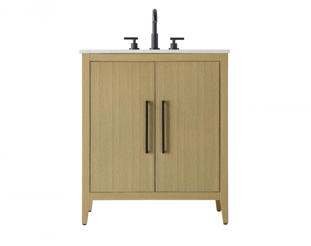 30 inch Single Bathroom Vanity in Honey Brown