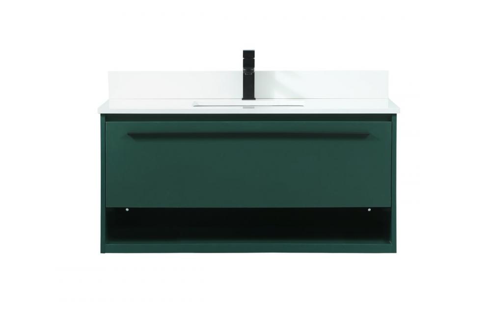 40 Inch Single Bathroom Vanity in Green with Backsplash