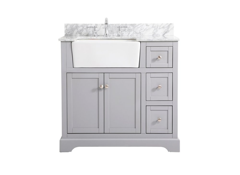 36 Inch Single Bathroom Vanity in Grey with Backsplash