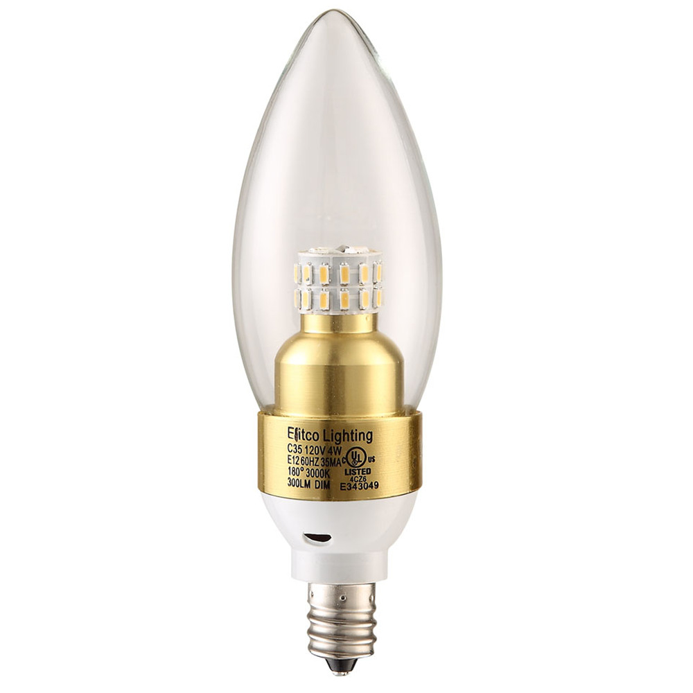 LED S30C35  E12 120V 4W 3000K 300LM  Dimmable GOLD