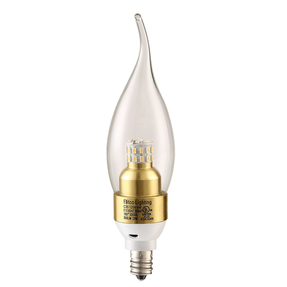 LED S30C35  E12 120V 4W 4100K 320LM  Dimmable GOLD
