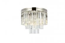 Elegant 1201F20PN/RC - Sydney 9 Light Polished Nickel Flush Mount Clear Royal Cut Crystal