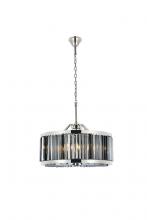 Elegant 1203D28PN-SS/RC - Chelsea 8 Light Polished Nickel Chandelier Silver Shade (Grey) Royal Cut Crystal