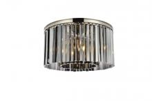 Elegant 1208F26PN-SS/RC - Sydney 8 Light Polished Nickel Flush Mount Silver Shade (Grey) Royal Cut Crystal