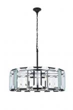 Elegant 1211D30FB - Monaco 8 Light Flat Black (Matte) Chandelier Clear Glass Crystal