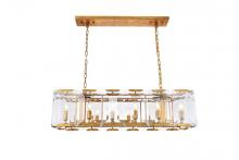 Elegant 1212D40GI - Monaco 12 Light Golden Iron Chandelier Clear Glass Crystal