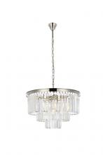 Elegant 1231D26PN/RC - Sydney 9 Light Polished Nickel Chandelier Clear Royal Cut Crystal