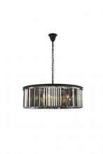 Elegant 1238G43MB-SS/RC - Sydney 10 Light Matte Black Chandelier Silver Shade (Grey) Royal Cut Crystal