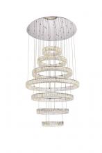 Elegant 3503G7LC - Monroe 40 Inch LED Seven Ring Chandelier in Chrome