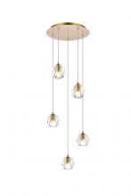 Elegant 3505G12G - Eren 5 Lights Gold Pendant