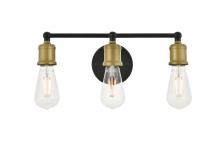 Elegant LD4028W16BRB - Serif 3 Light Brass and Black Wall Sconce