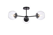 Elegant LD648F26BK - Briggs 26 Inch Flush Mount in Black with Clear Shade