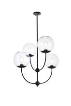 Elegant LD652D30BK - Lennon 31.5 Inch Pendant in Black with Clear Shade