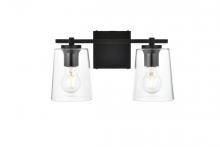 Elegant LD7310W14BLK - Kacey 2 Light Black and Clear Bath Sconce