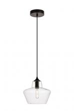 Elegant LDPD2118 - Placido Collection Pendant D9.8 H9.3 Lt:1 Black and Clear Finish