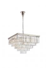 Elegant 1201S34PN/RC - Sydney 34 Inch Square Crystal Chandelier in Polished Nickel