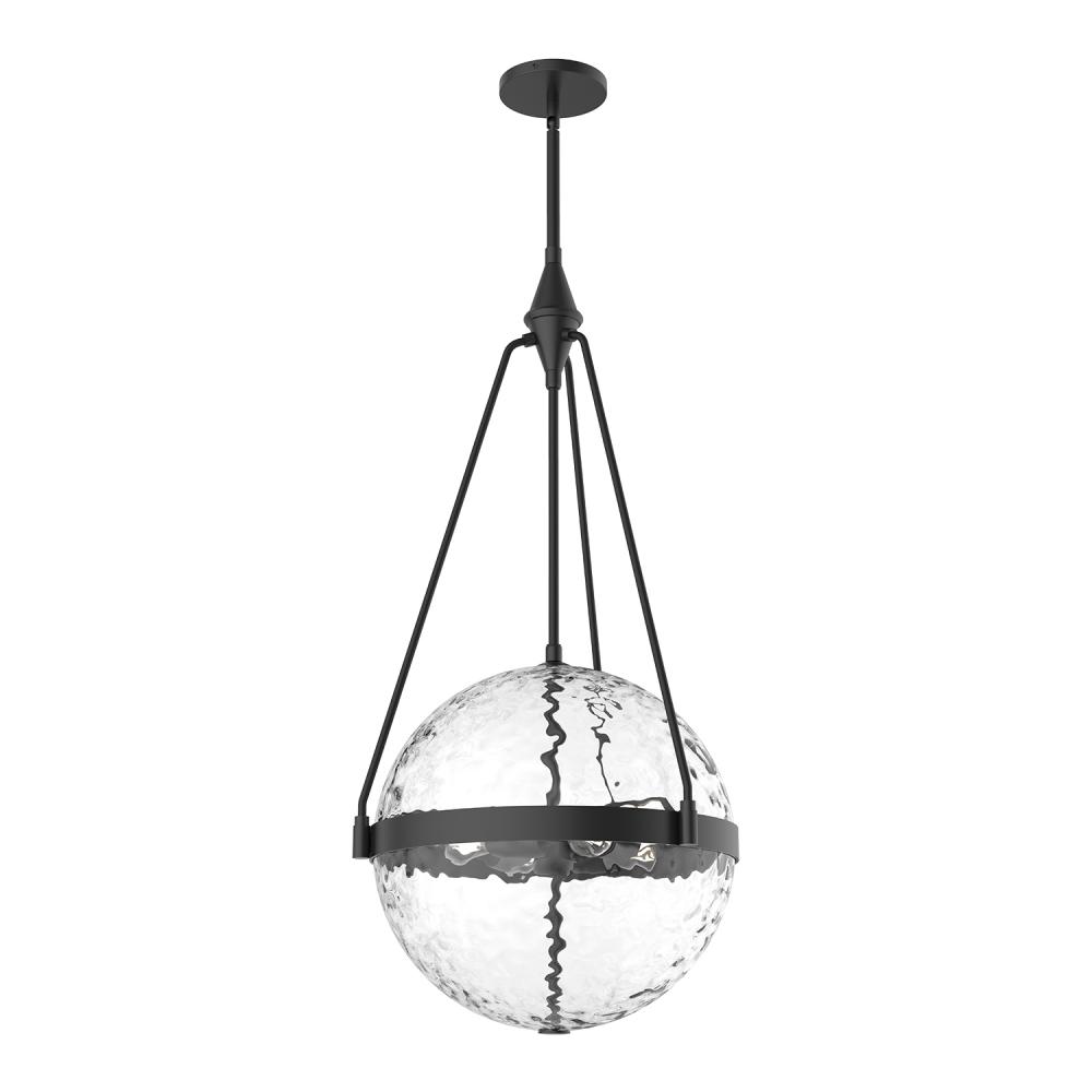 Harmony 18-in Matte Black/Clear Water Glass 4 Lights Pendant