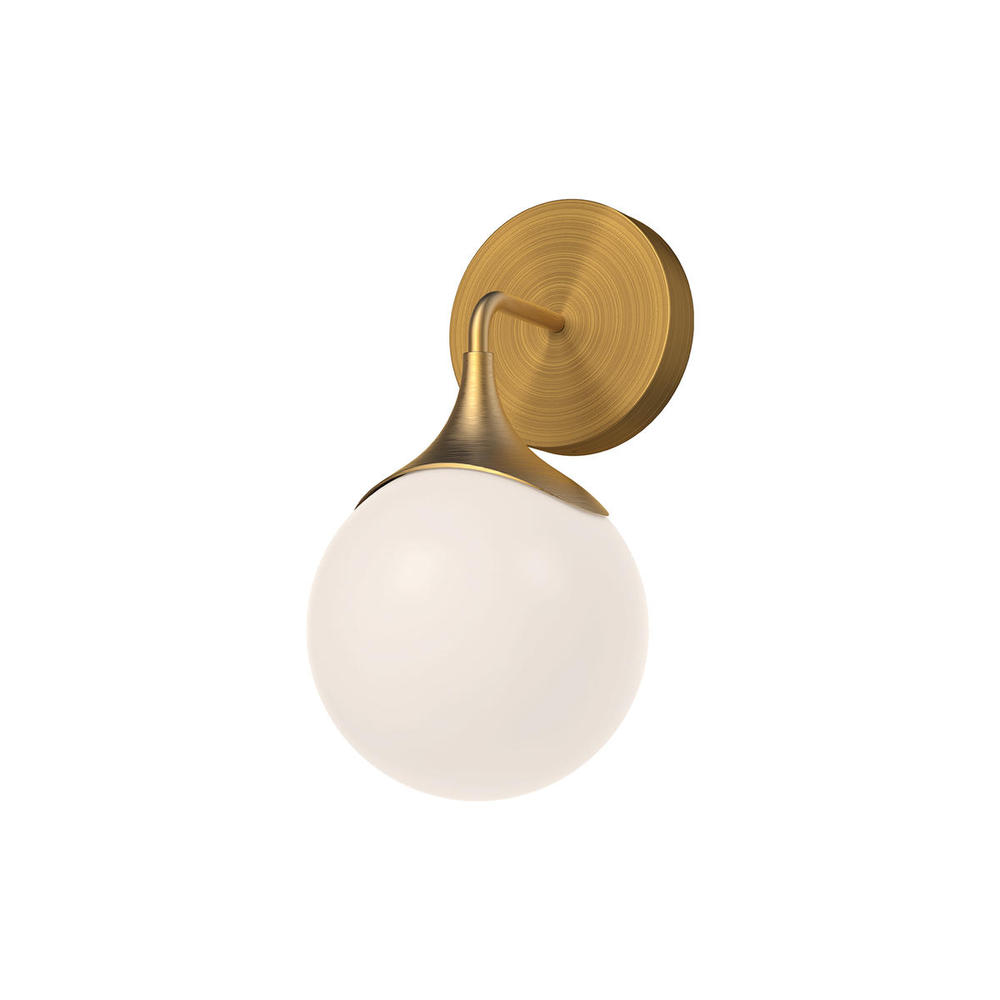 Nouveau 12-in Aged Gold/Opal Matte Glass 1 Light Wall/Vanity