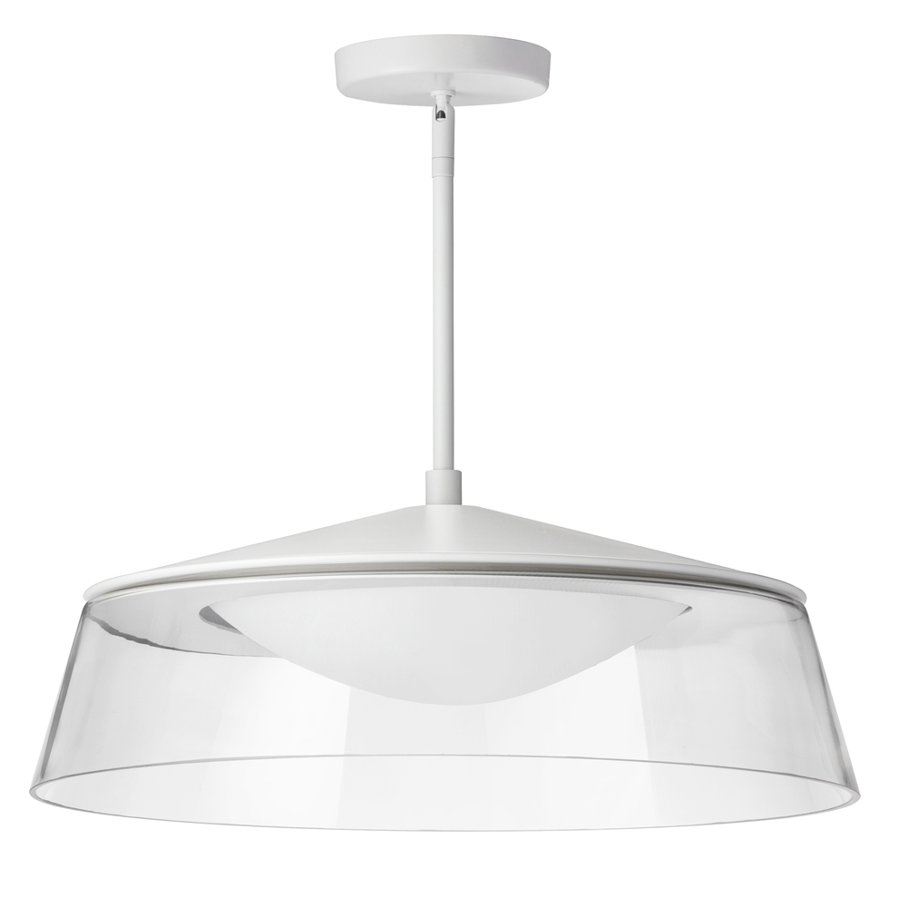 35W Pendant Matte White Finish w/ Clear Glass