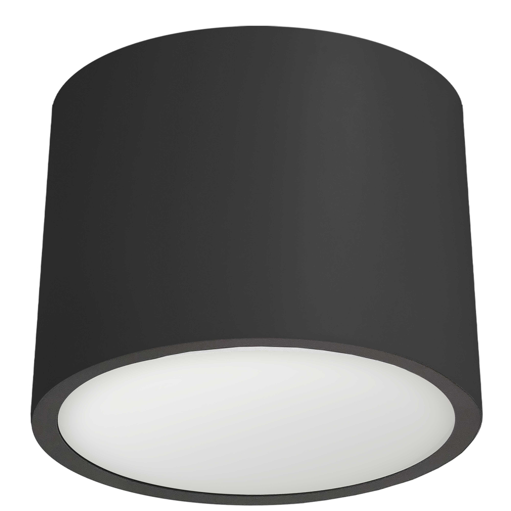 15W Flush Mount, Matte Black with White Diffuser