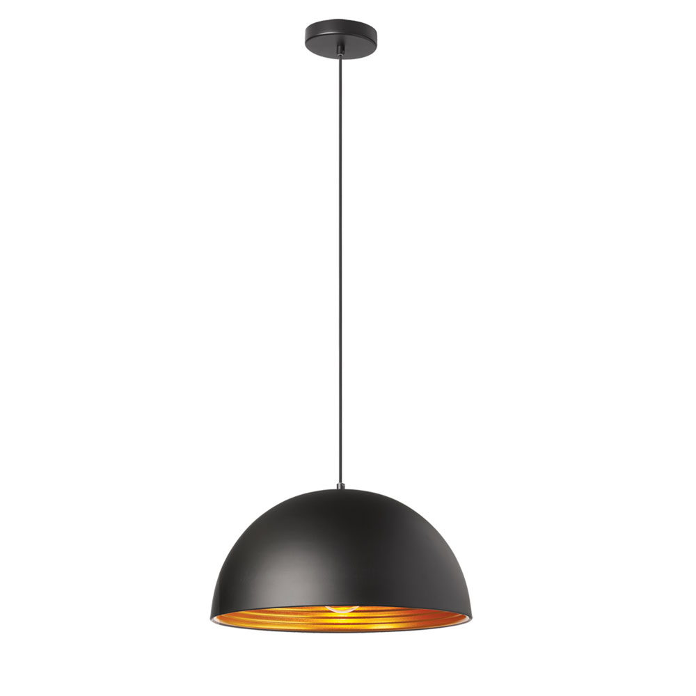 1 Light Pendant, Matte Black / Gold