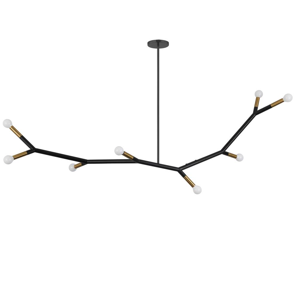 8 Light Incandescent Horizontal Pendant Matte Black / Aged Brass