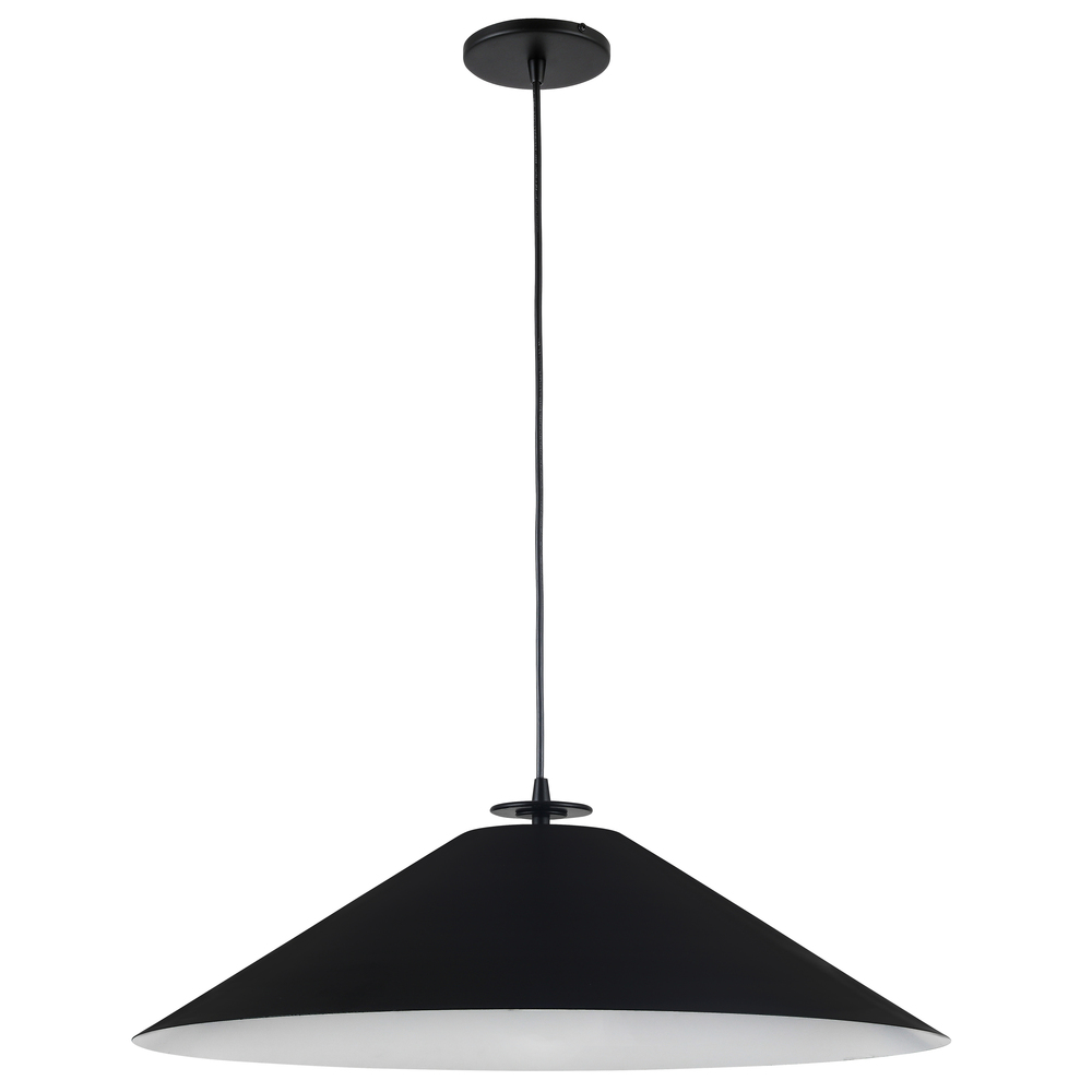 1 Light Incandescent Pendant, Matte Black