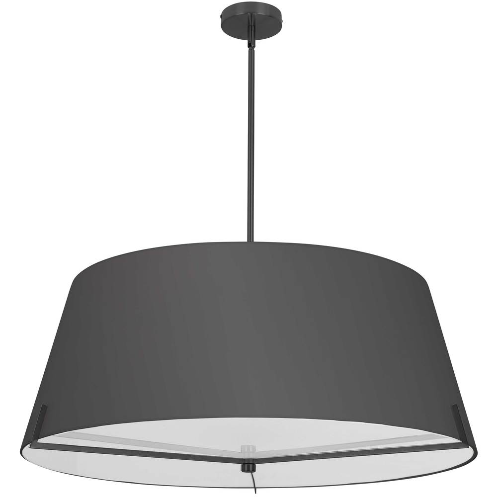 4 Light Incandescent Pendant Matte Black with Black Fabric shade