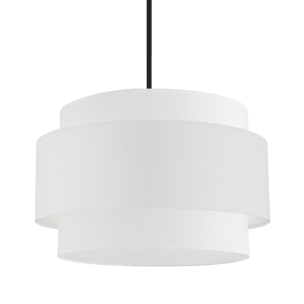 4 Light Incandescent Chandelier, Matte Black with White Shade