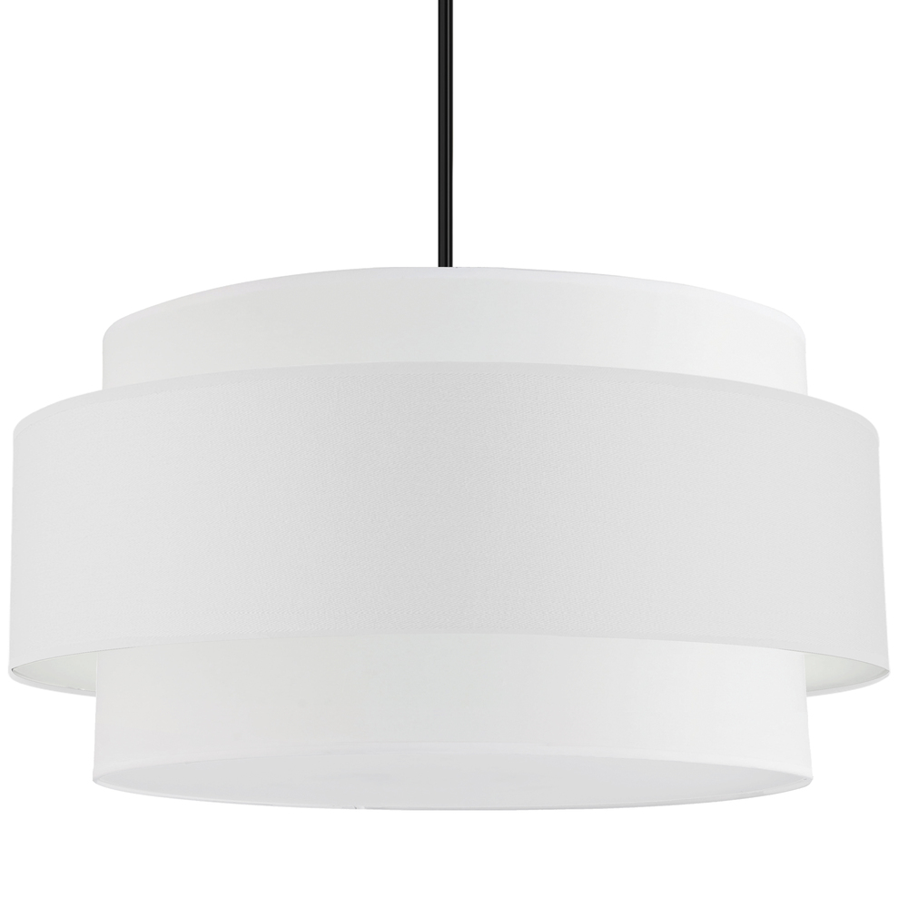 4 Light Incandescent Chandelier, Matte Black with White Shade