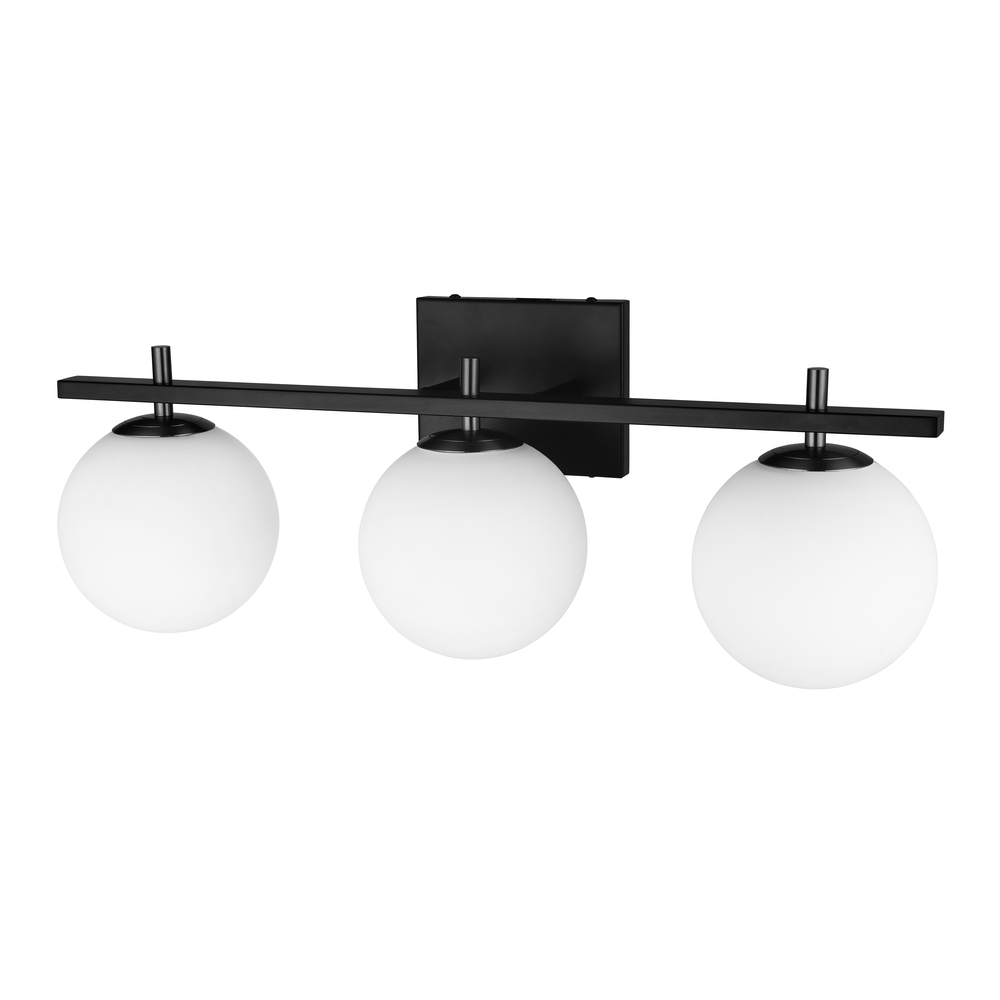 3 Light Halogen Vanity, Matte Black