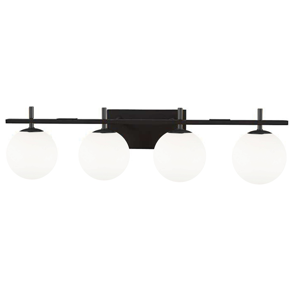 4 Light Halogen Vanity, Matte Black