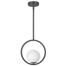 Dainolite ADR-101P-MB - 1 Light Halogen Pendant, Matte Black with White Opal Glass