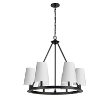 Dainolite CLB-306C-MB-790 - 6 Light Incandescent Chandelier Matte Black with White Shades