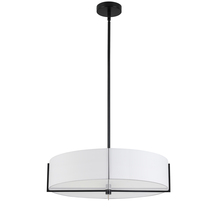 Dainolite PST-214P-MB-WH - 4 Light Incandescent Pendant, Matte Black with White Shade