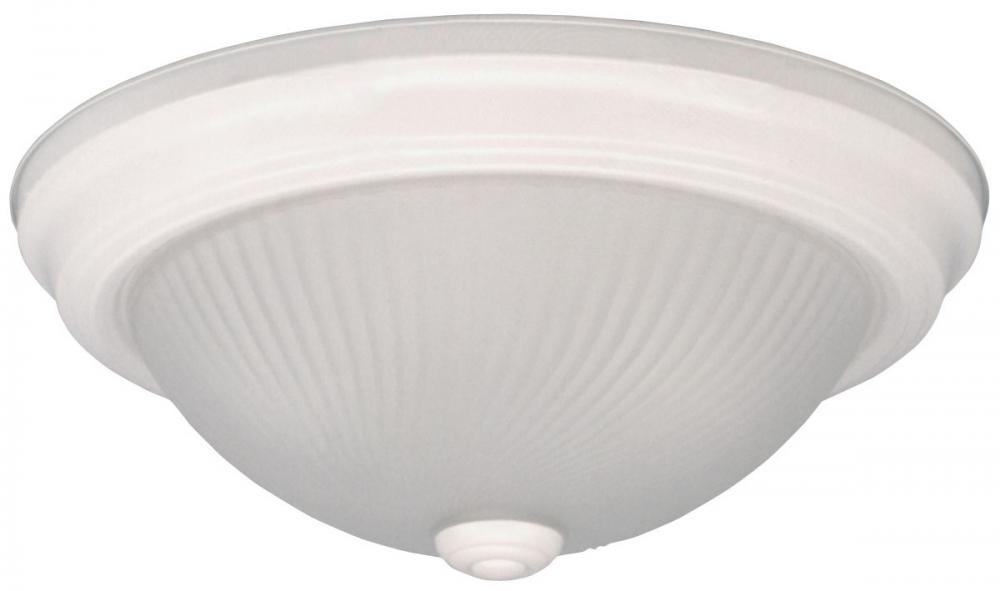 Fmount, 13" 2 Bulb Flushmount, Frosted Swirl Glass, 60W Type A